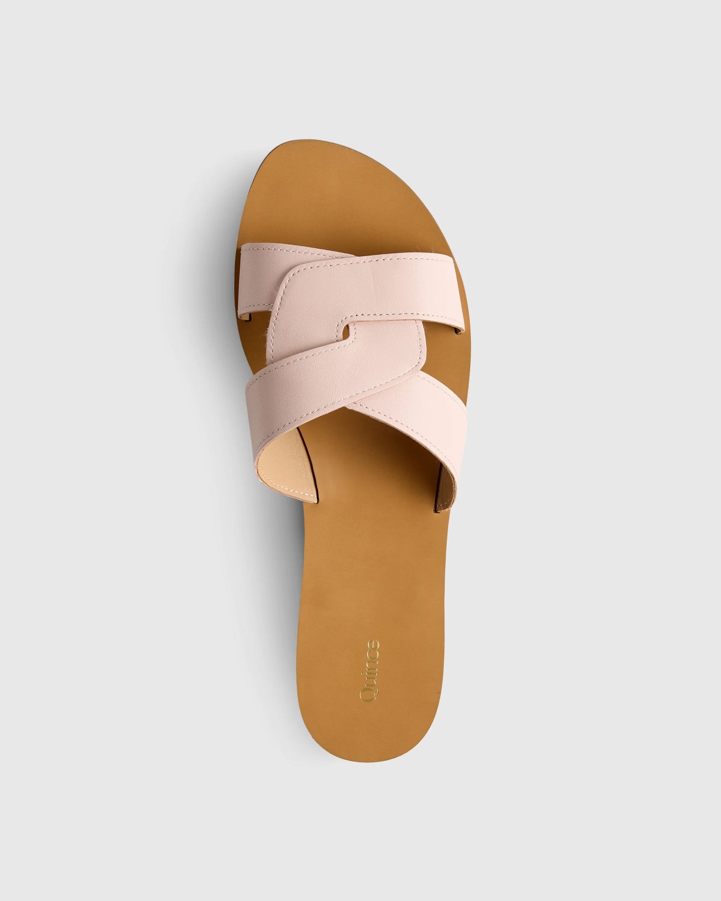 Italian Leather Cutout Slide Sandal - 5 / Shell Pink