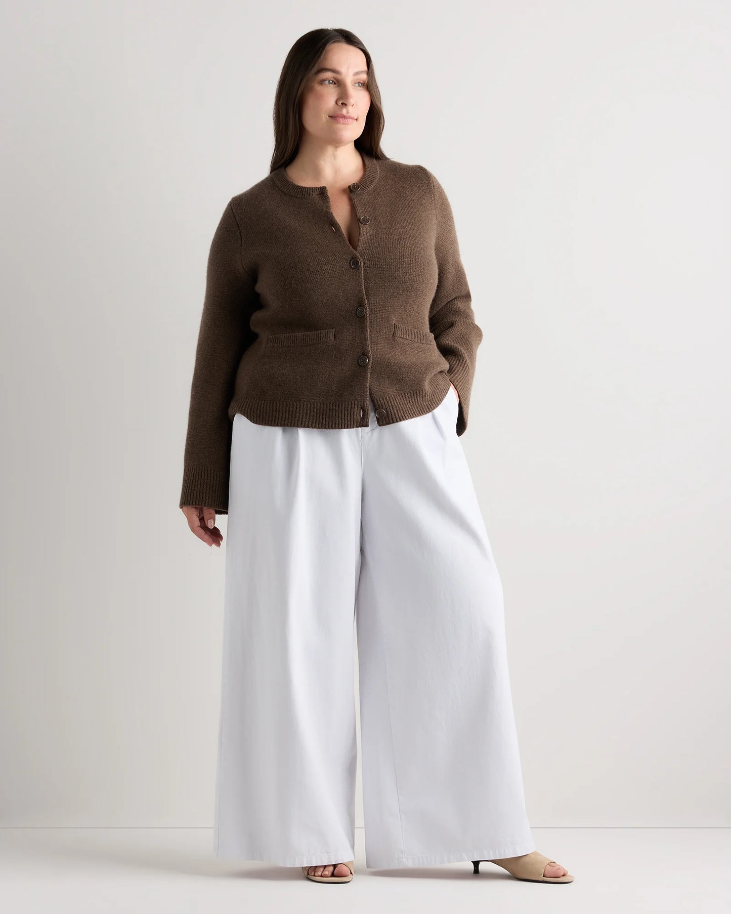 Mongolian Cashmere Structured Cardigan - 1X / Oatmeal