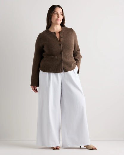 Mongolian Cashmere Structured Cardigan - 1X / Oatmeal