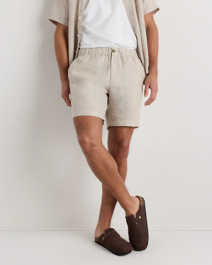 100% European Linen Shorts - 7" - S / Black