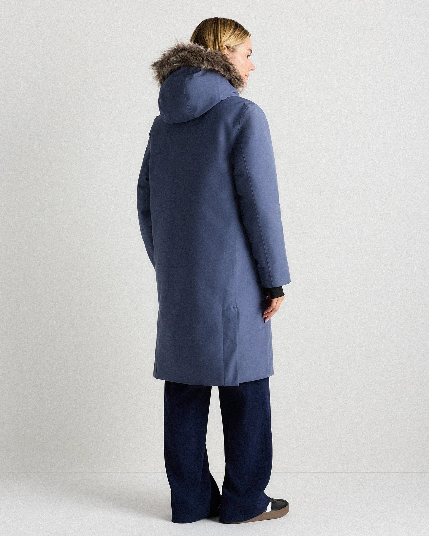 Responsible Down Hooded Long Parka - XS / Storm Blue