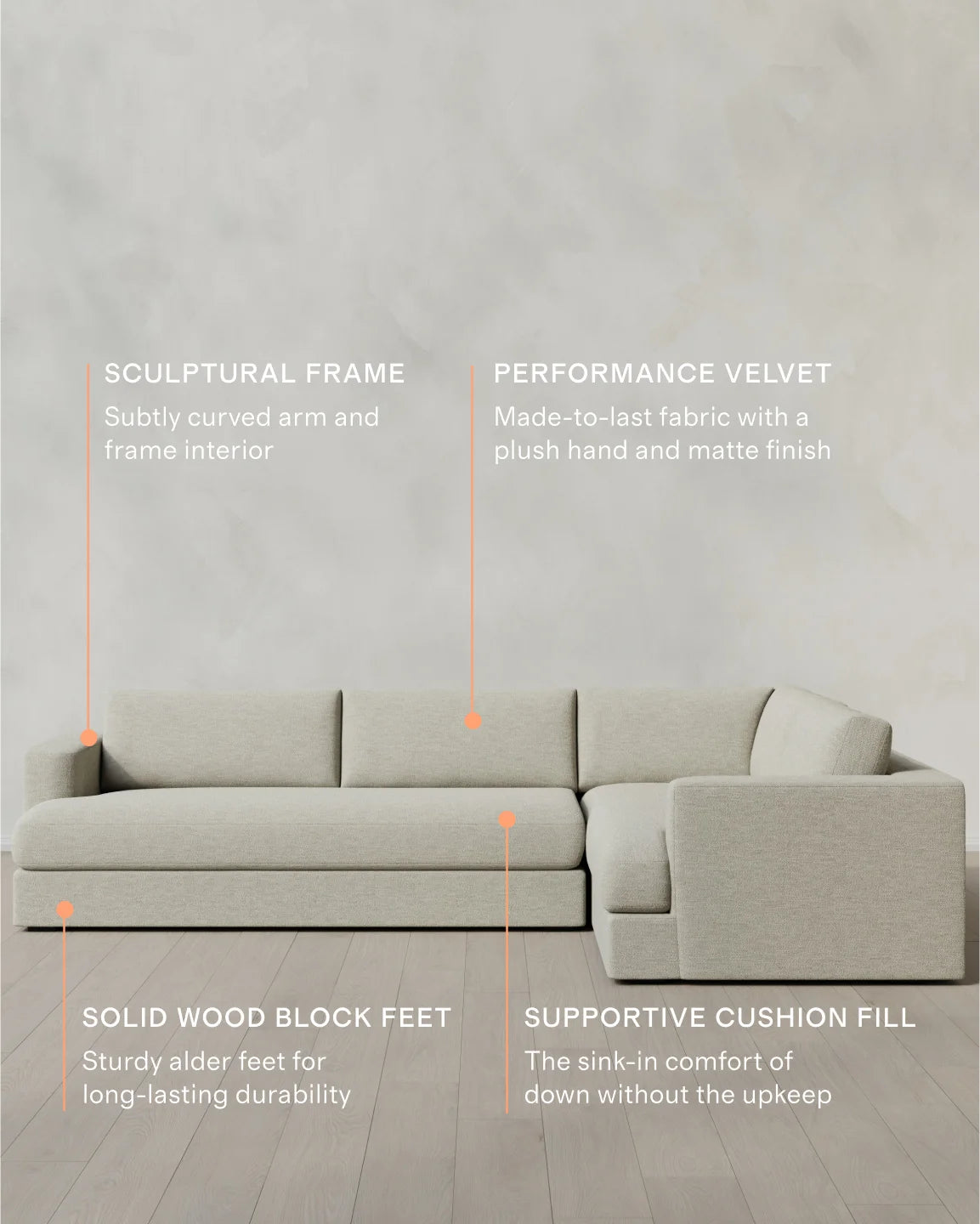 Sierra Curved Arm L Sectional in Performance Basketweave - Right Arm / Fog
