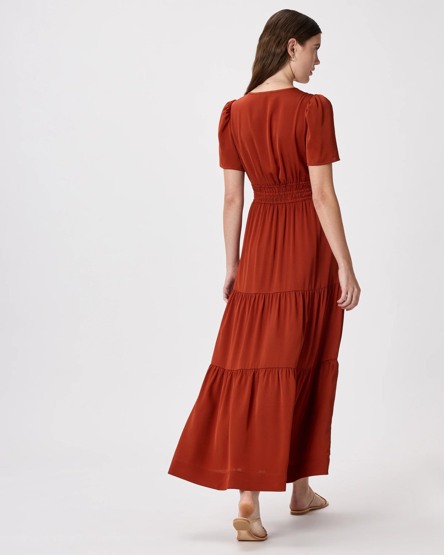 Washable Stretch Silk Tiered Maxi Dress - XS / Navy