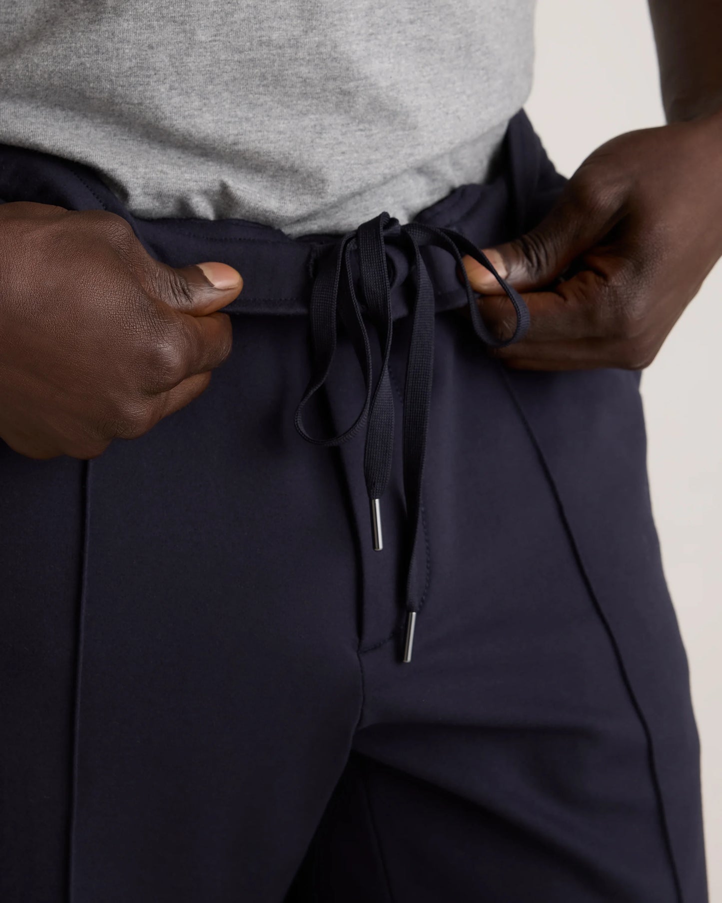 Stretch Knit Pintuck Trousers - S / Navy