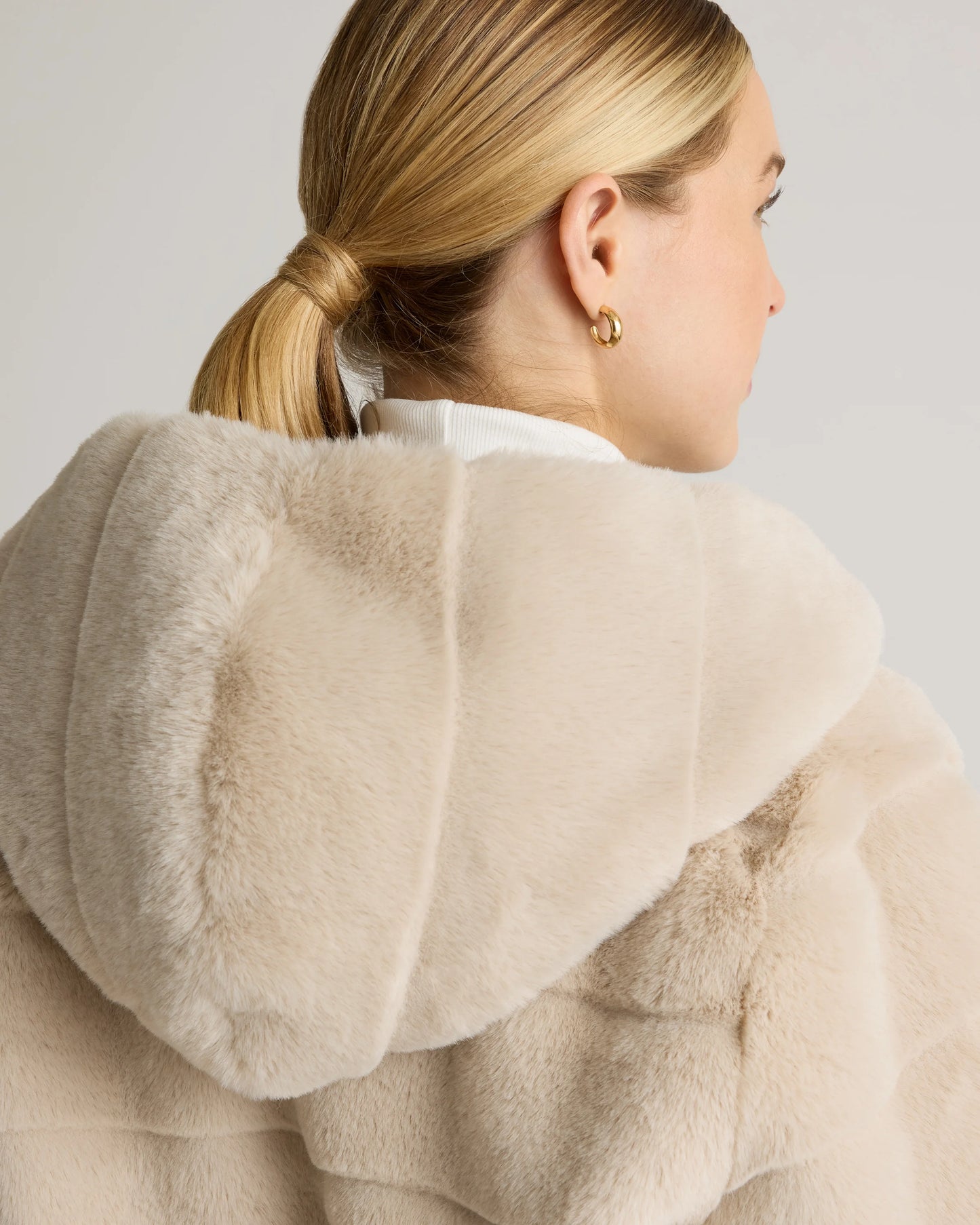 Hooded Faux Fur Jacket - XS / Black