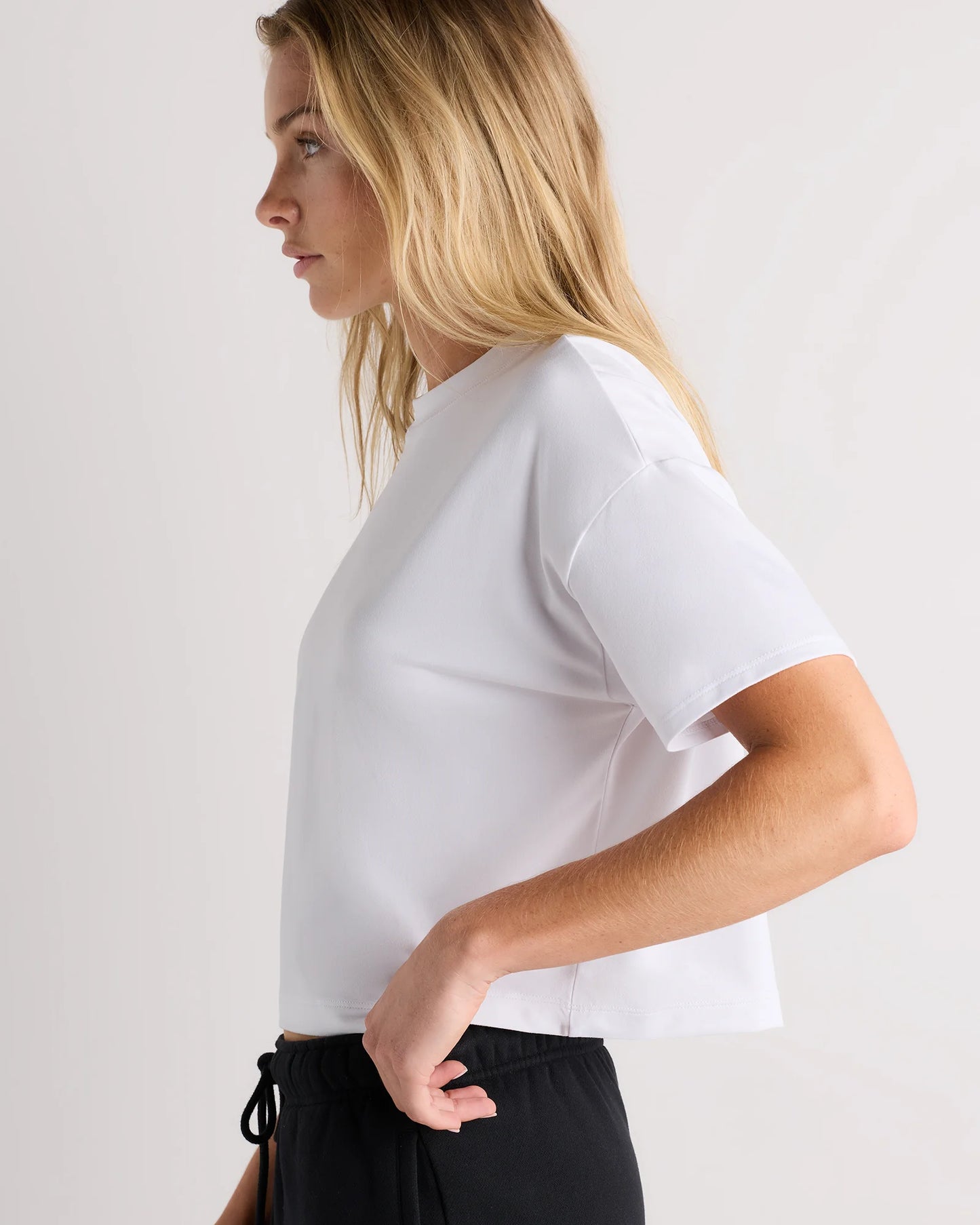 Flowknit Breeze Boxy Cropped Tee - XS / Heather Deep Navy