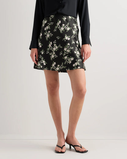100% Washable Silk Mini Skirt - XS / Champagne