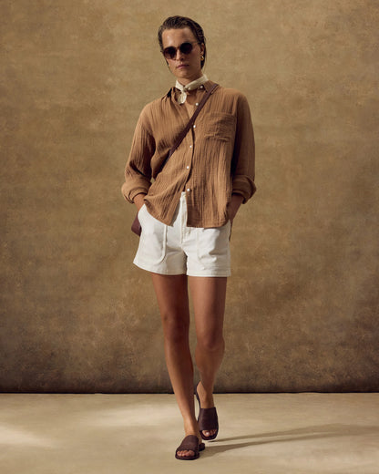 Organic Stretch Cotton Twill Utility Shorts - 0 / Ivory