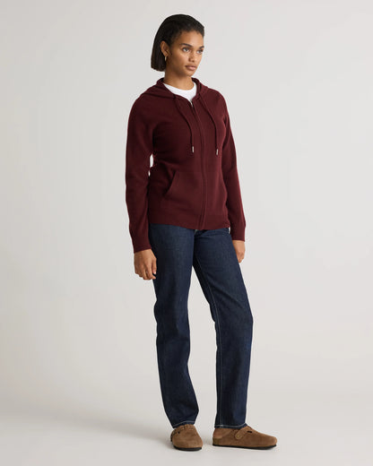 Mongolian Cashmere Full-Zip Hoodie - XS / Heather Grey