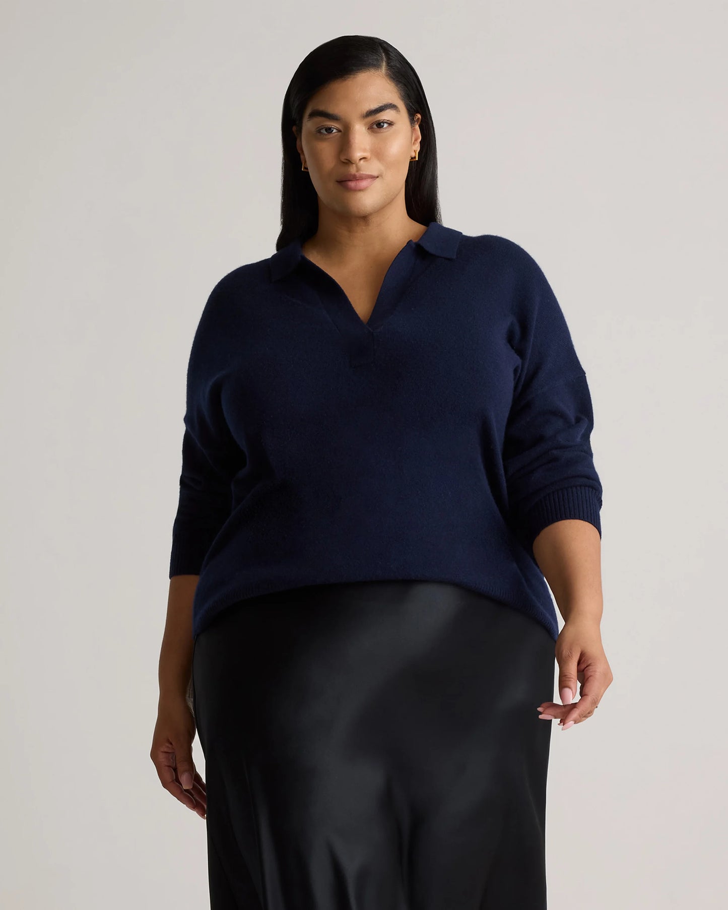 Mongolian Cashmere Polo Sweater - 1X / Ivory