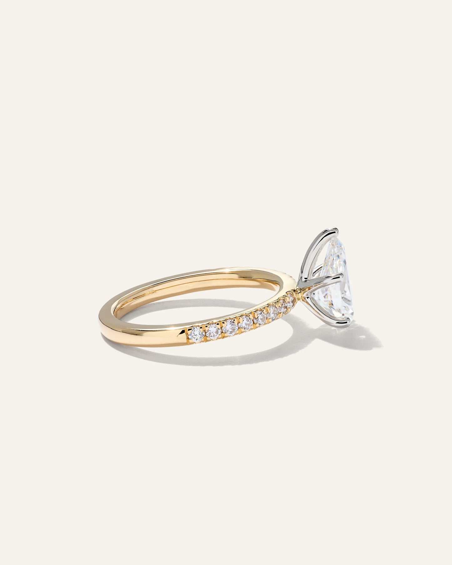 Lab Grown Diamond Pear Petite Pave Engagement Ring - 1.5ct - 4 / Yellow Gold