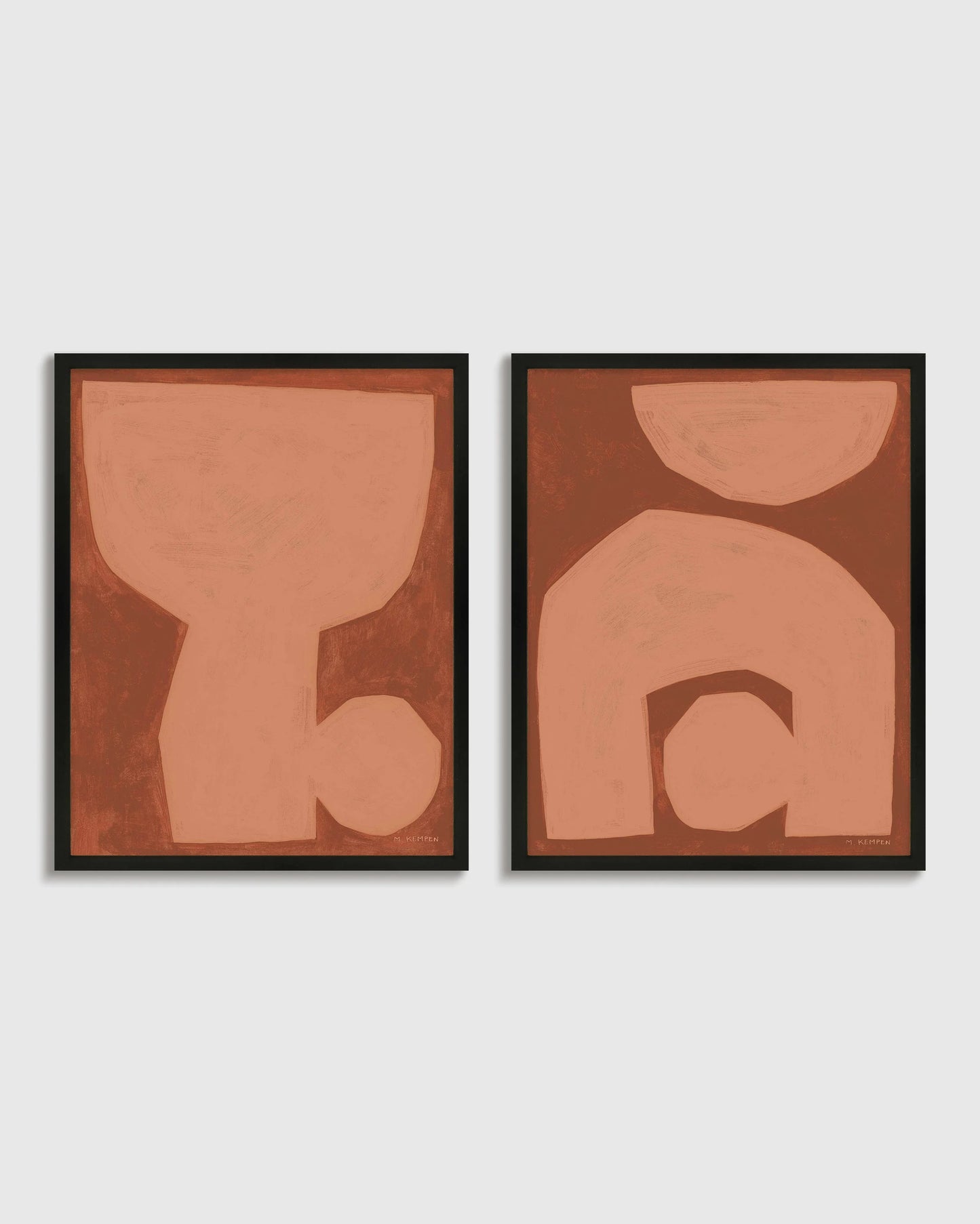 Unit in Terracotta by Michael Kempen (Set of 2) - 21.25"x26.25" / Oak