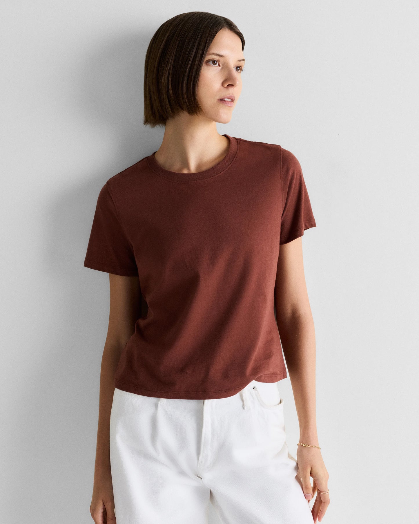 100% Organic Cotton Boxy Crewneck Tee - XS / Shell Pink