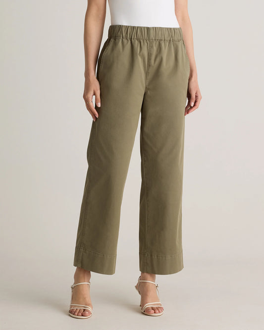Organic Stretch Cotton Wide Leg Chino Pants - 0 / Olive