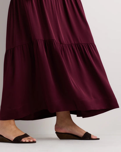 Washable Stretch Silk Tiered Maxi Dress - 1X / Navy