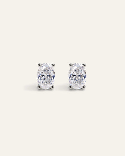 14K Gold Lab Grown Diamond Oval Solitaire Studs - 2ctw - One Size / Yellow Gold