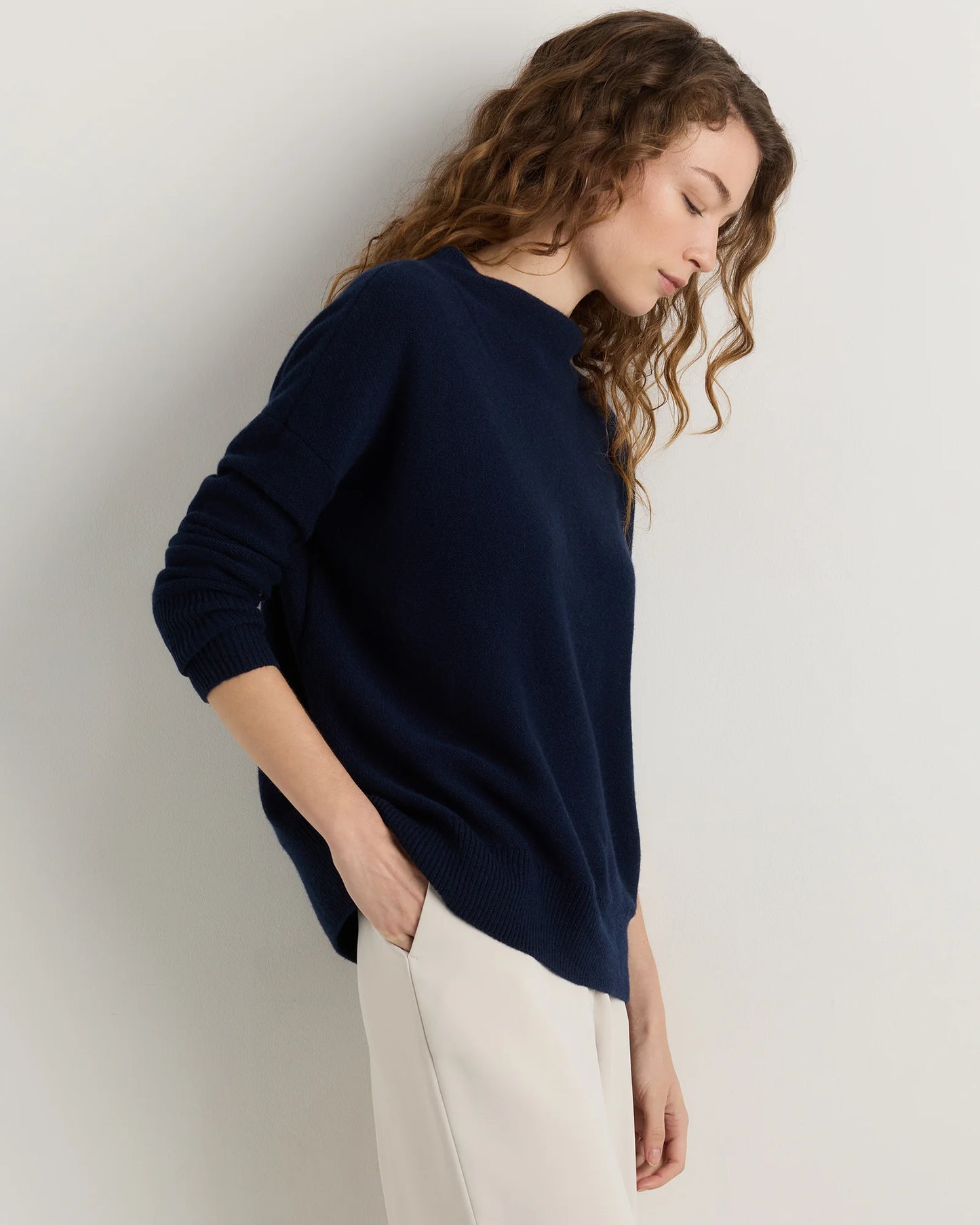Mongolian Cashmere Funnel Neck Sweater - XS / Heather Grey