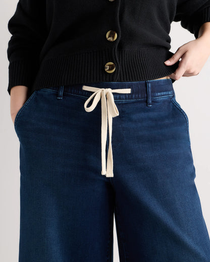 Mia Wide Leg Crop Jeans - 1X / Deep Sea Blue