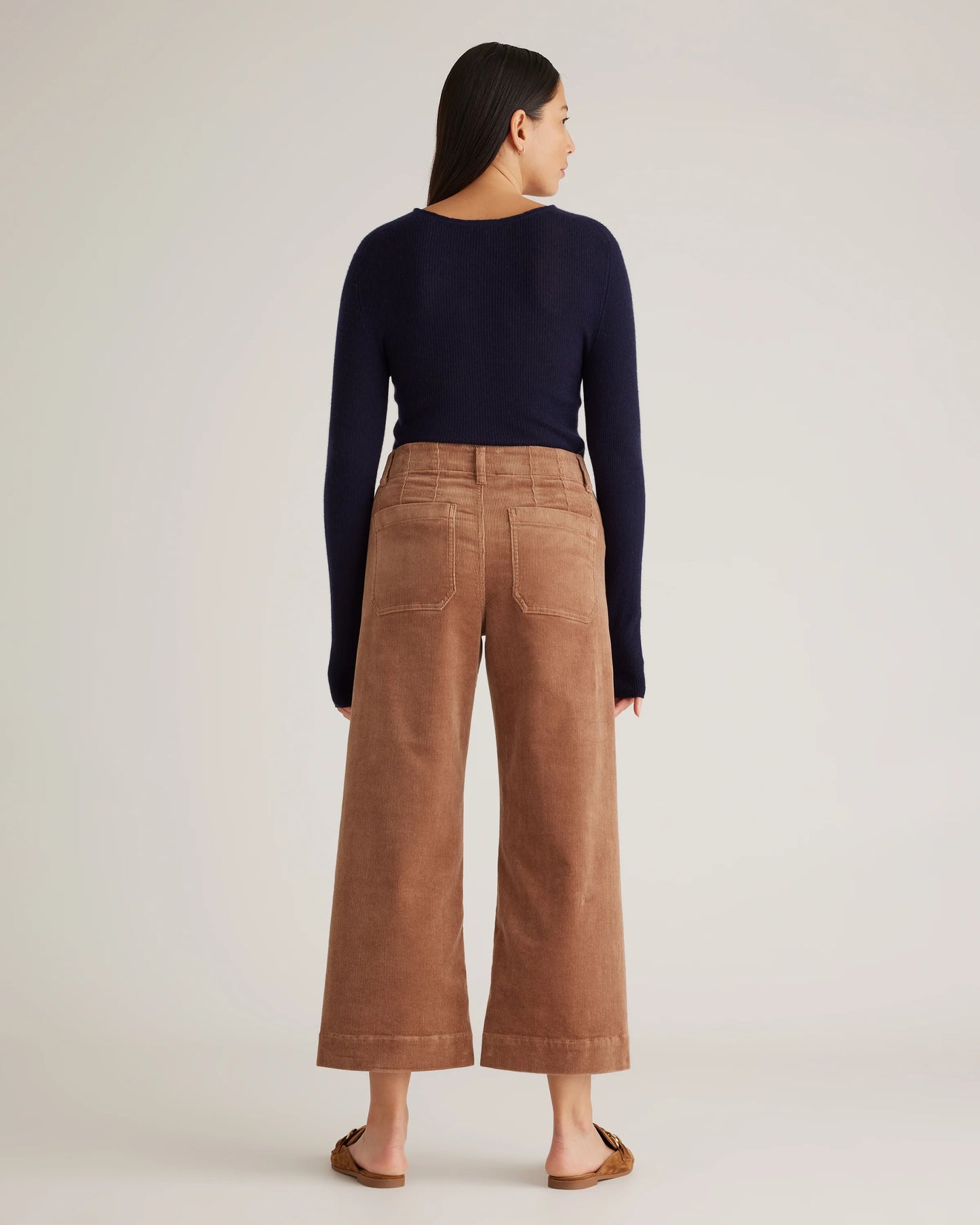 Organic Stretch Corduroy Cropped Wide Leg Pants - 0 / Black