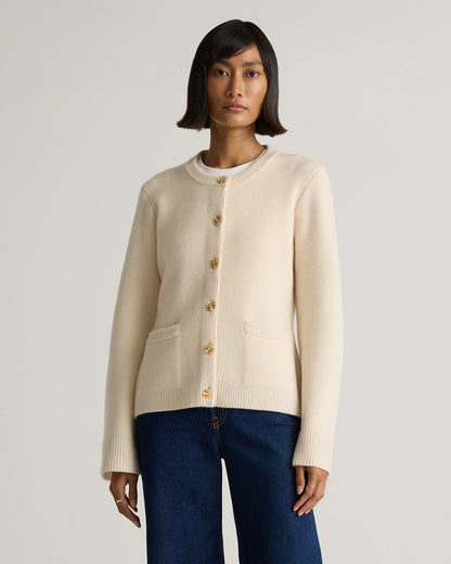 Mongolian Cashmere Structured Cardigan - XS / Oatmeal