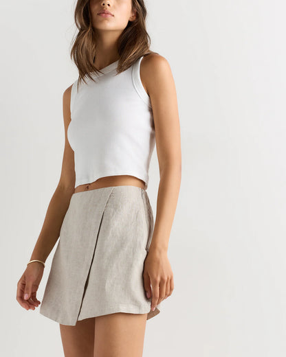 100% European Linen Skort - XS / Classic Mini Gingham