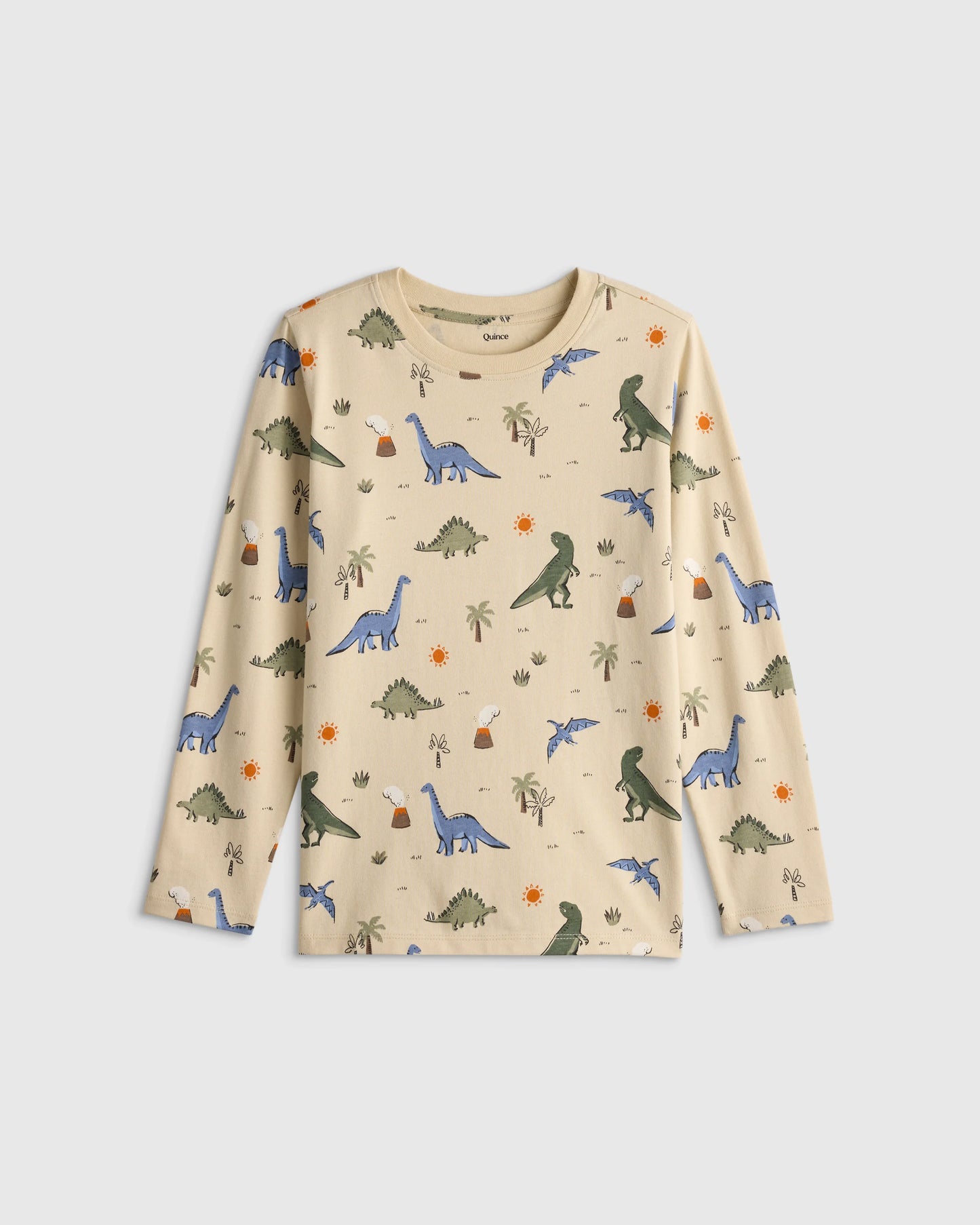 100% Organic Cotton Jersey Long Sleeve Tee - 6 / Dino Sketch