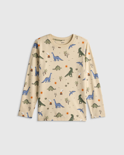 100% Organic Cotton Jersey Long Sleeve Tee - 6 / Dino Sketch