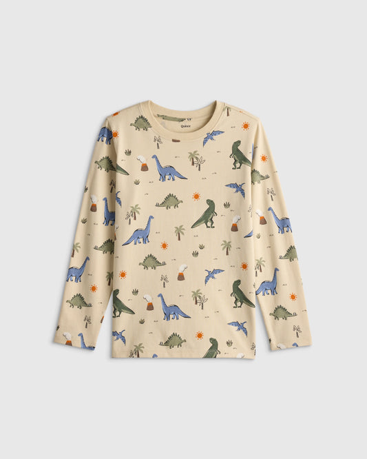 100% Organic Cotton Jersey Long Sleeve Tee - 6 / Dino Sketch
