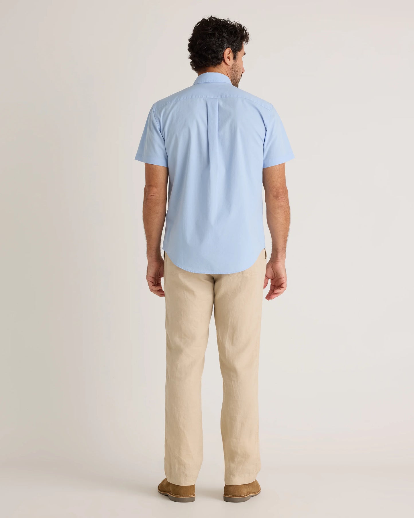 Organic Cotton Stretch Poplin Short Sleeve Shirt - S / Light Blue