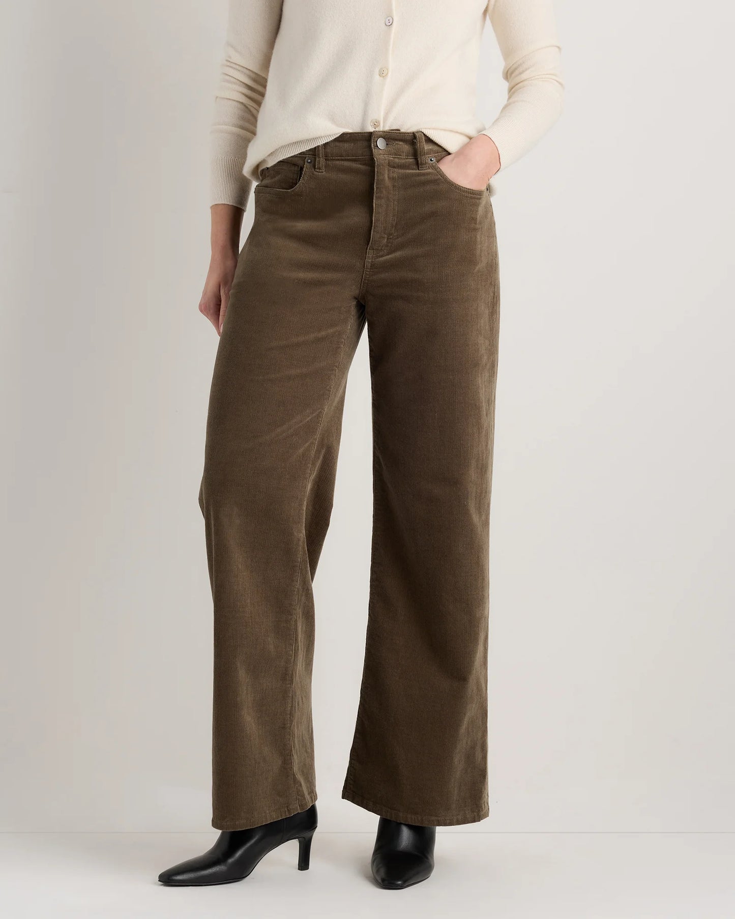 Organic Stretch Corduroy Wide Leg Pants - 0 / Black