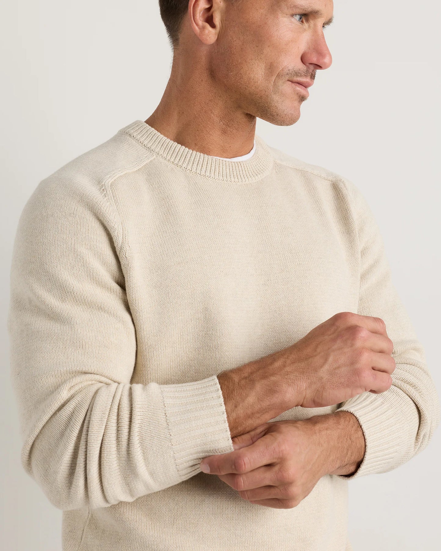 100% Organic Cotton Crewneck Sweater - S / Speckled Beige