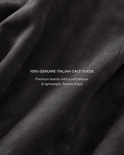 Italian Suede Trucker Jacket - S / Dark Chestnut