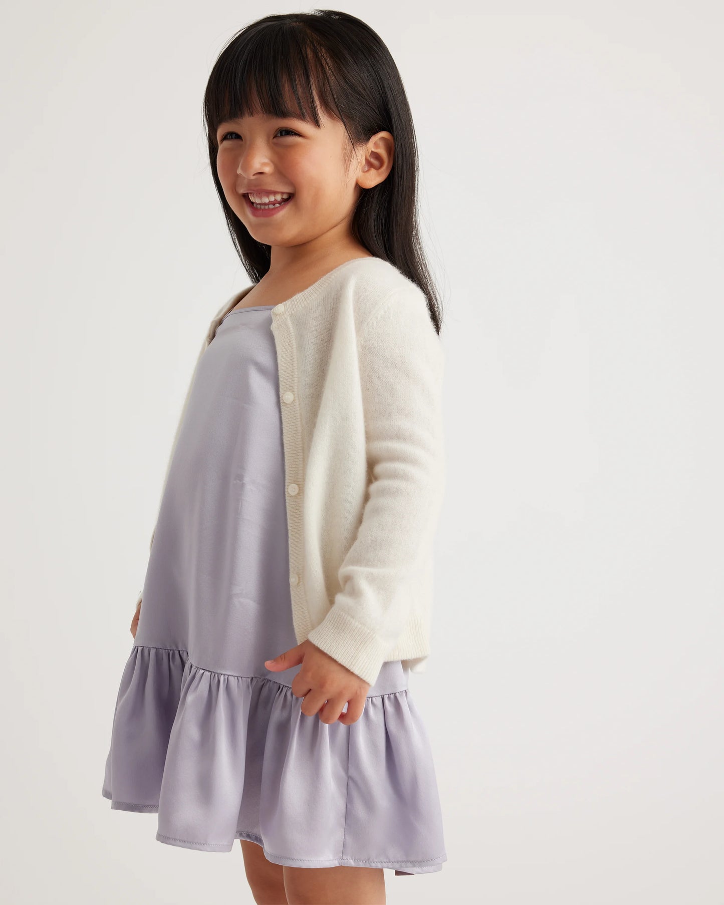 100% Washable Silk Dress - 2T / Grey Lilac