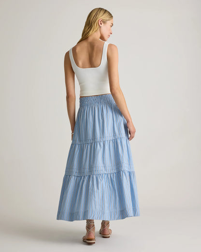 100% Organic Cotton Poplin Tiered Maxi Skirt - XS / Black