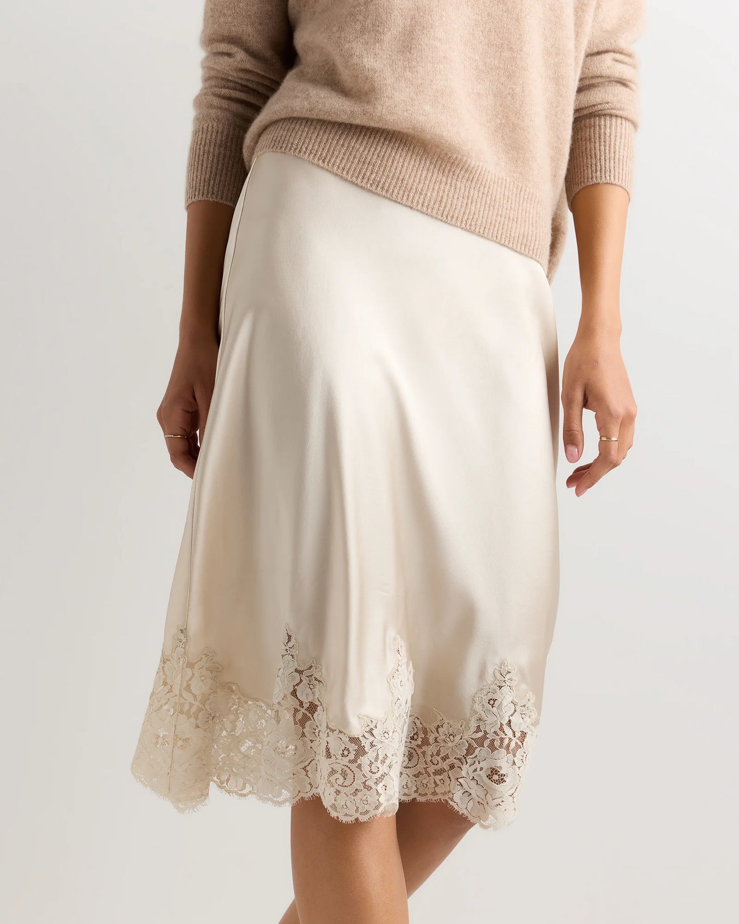 100% Washable Silk Lace Skirt - XS / Vintage Pink