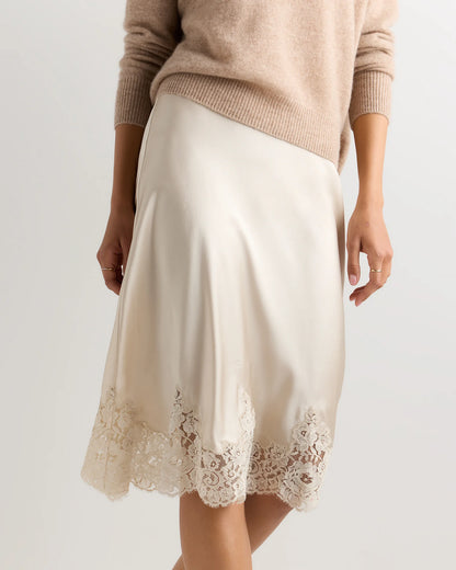 100% Washable Silk Lace Skirt - XS / Vintage Pink