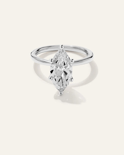 Lab Grown Diamond Marquise Comfort Fit Engagement Ring - 3ct - 4 / Yellow Gold