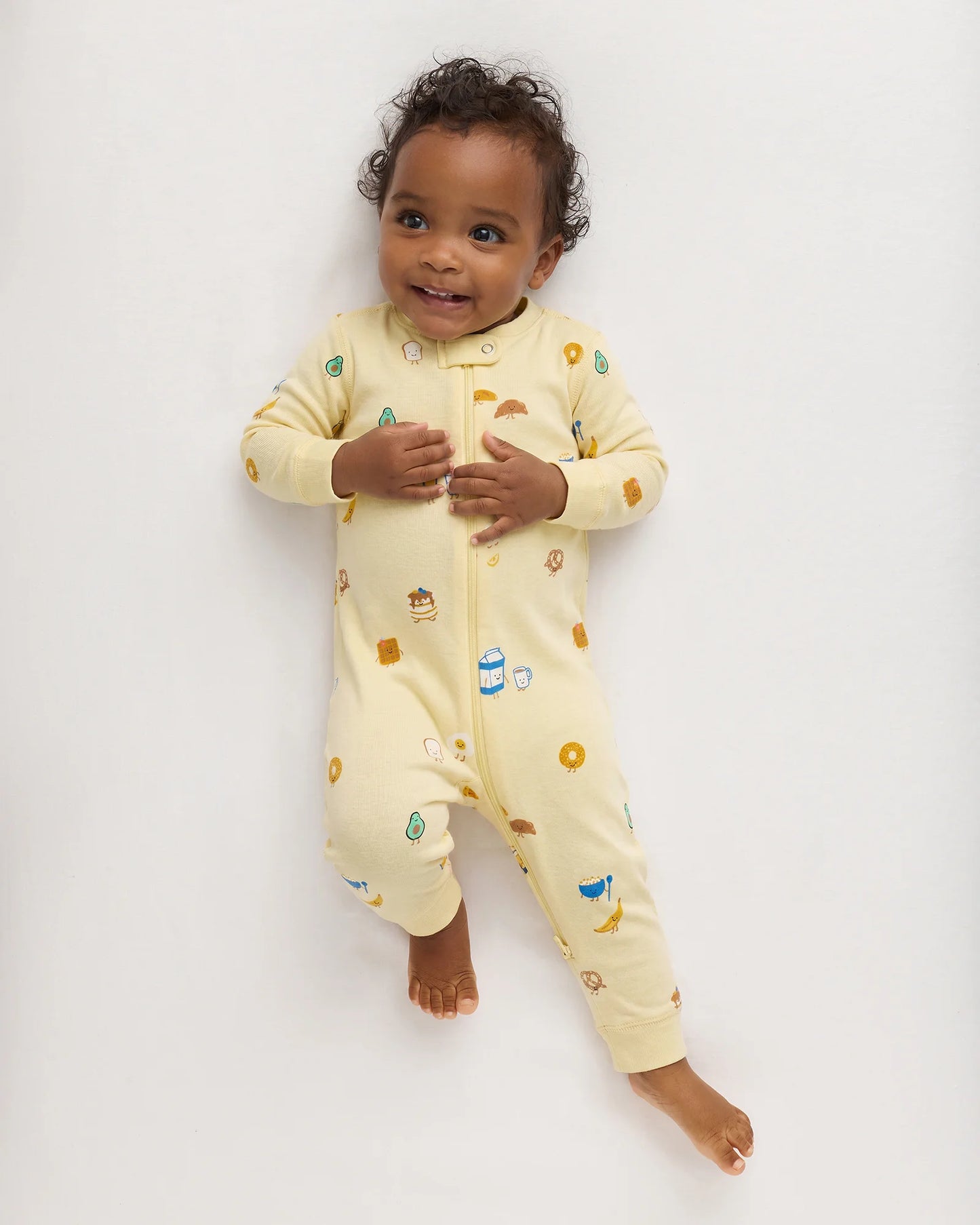 100% Organic Cotton One Piece Pajama - 0-3M / Navy Stripe