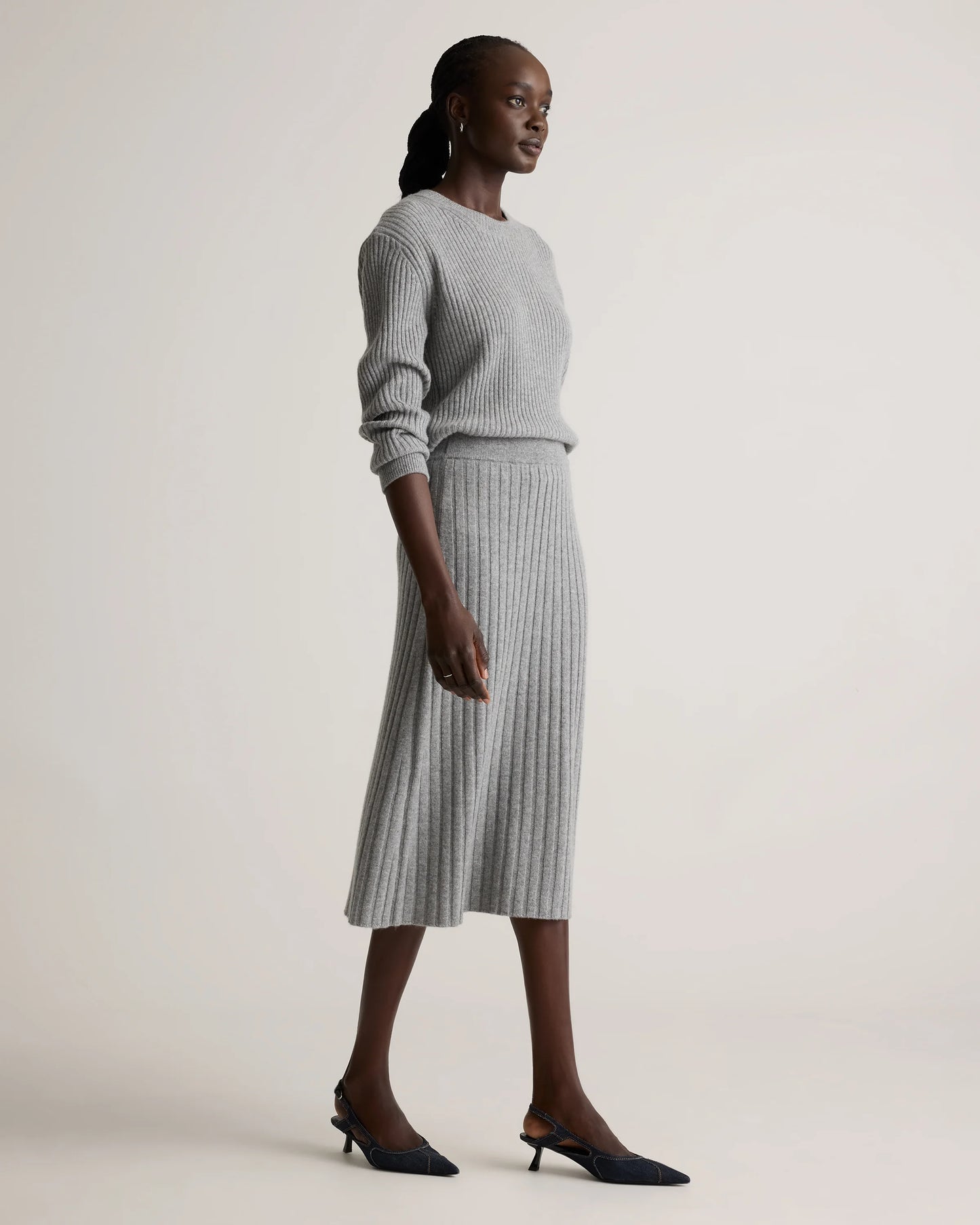 Mongolian Cashmere Midi Skirt - XS / Brown