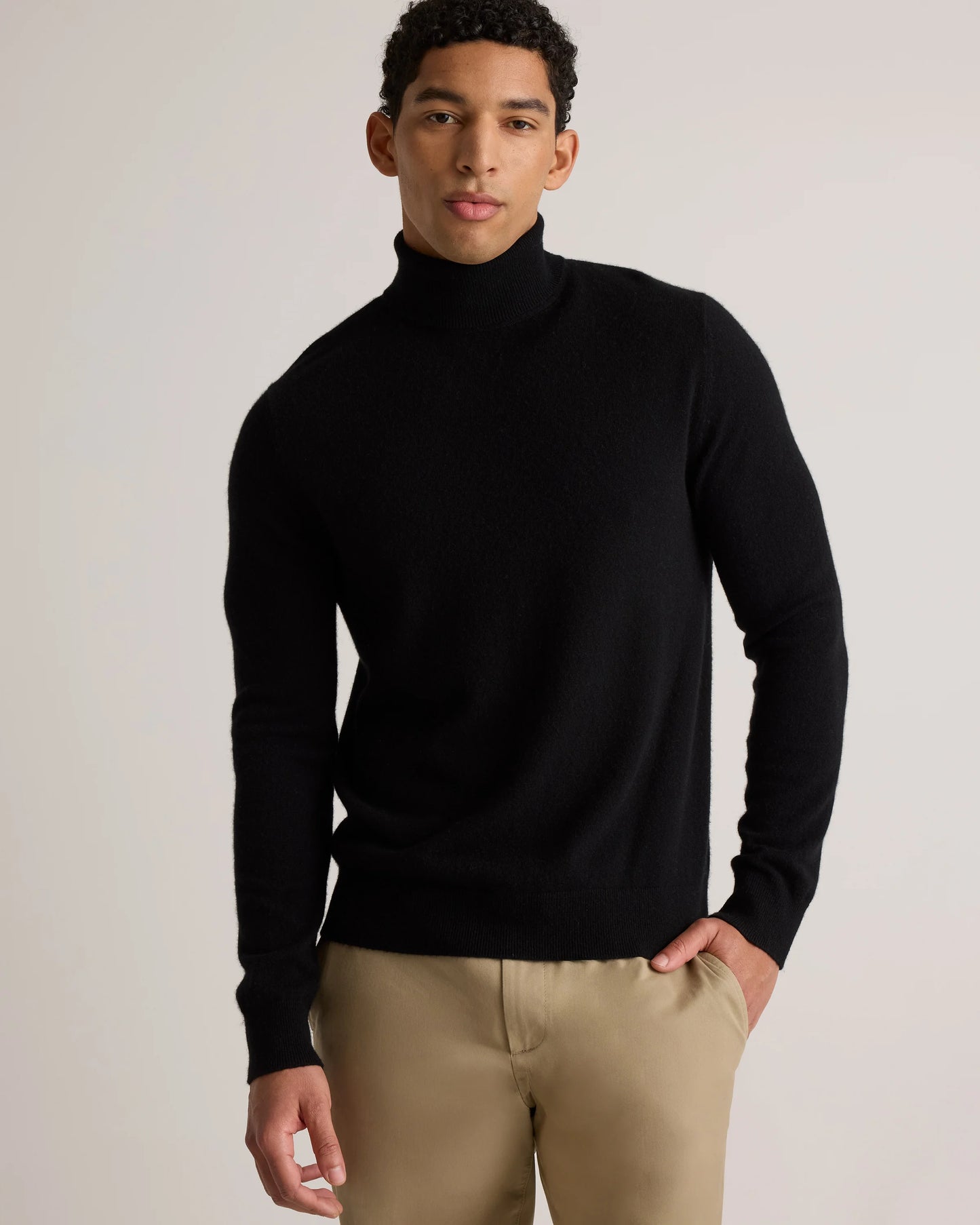 Mongolian Cashmere Turtleneck Sweater - S / Black