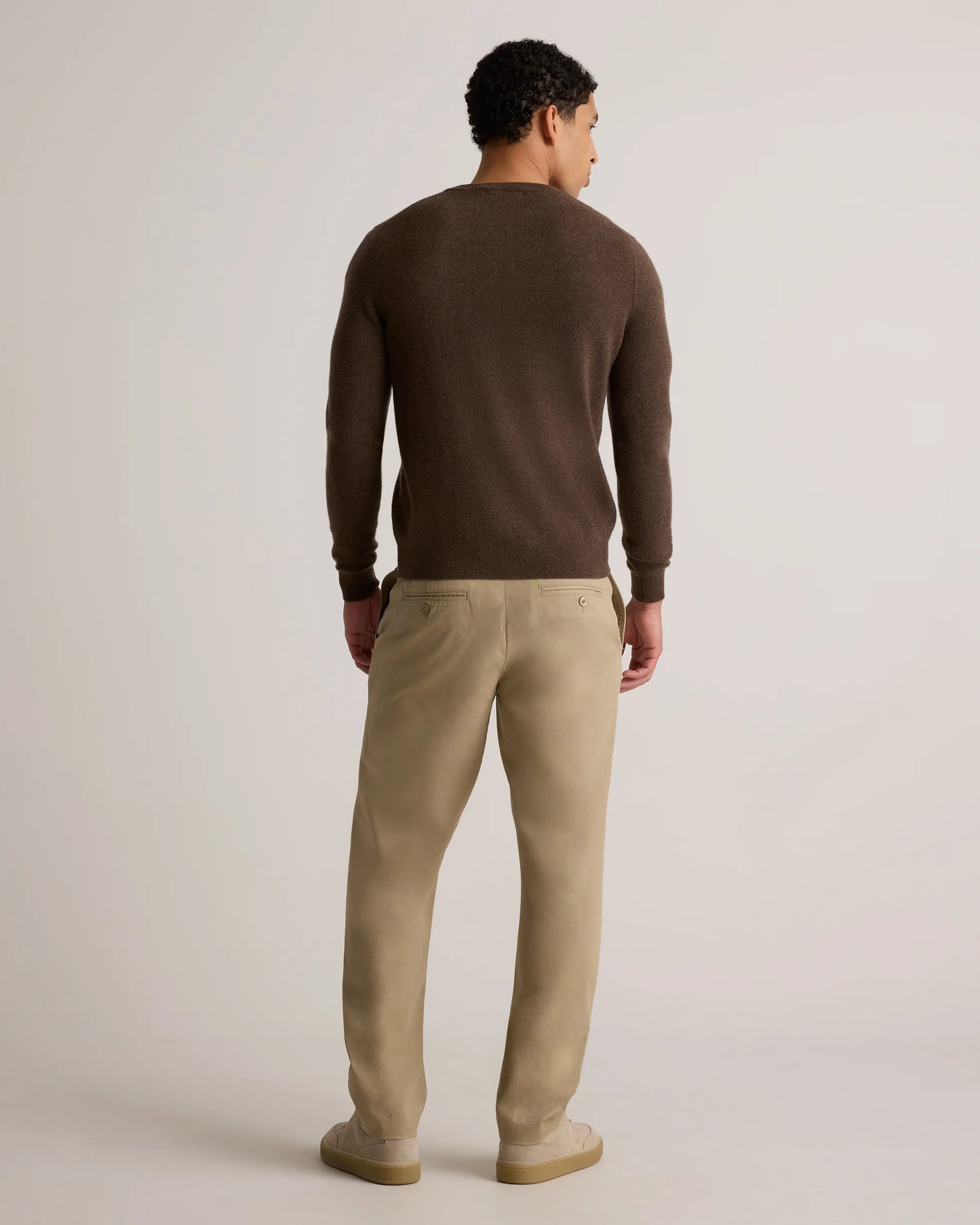 Mongolian Cashmere Henley Sweater - S / Brown