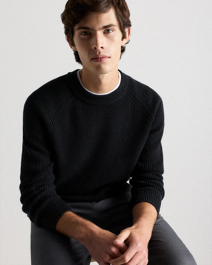 100% Organic Cotton Ribbed Crewneck Sweater - XS / Bahia Blue