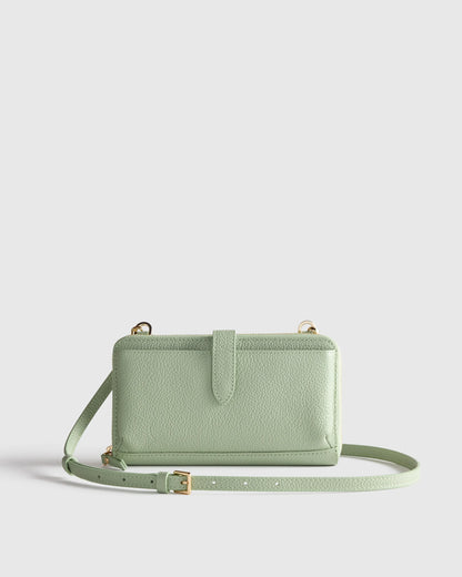 Italian Leather Phone Wallet Crossbody - One Size / Cognac