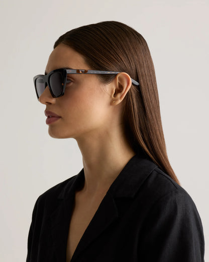 Andy Polarized Acetate Sunglasses - One Size / Black with Grey lens
