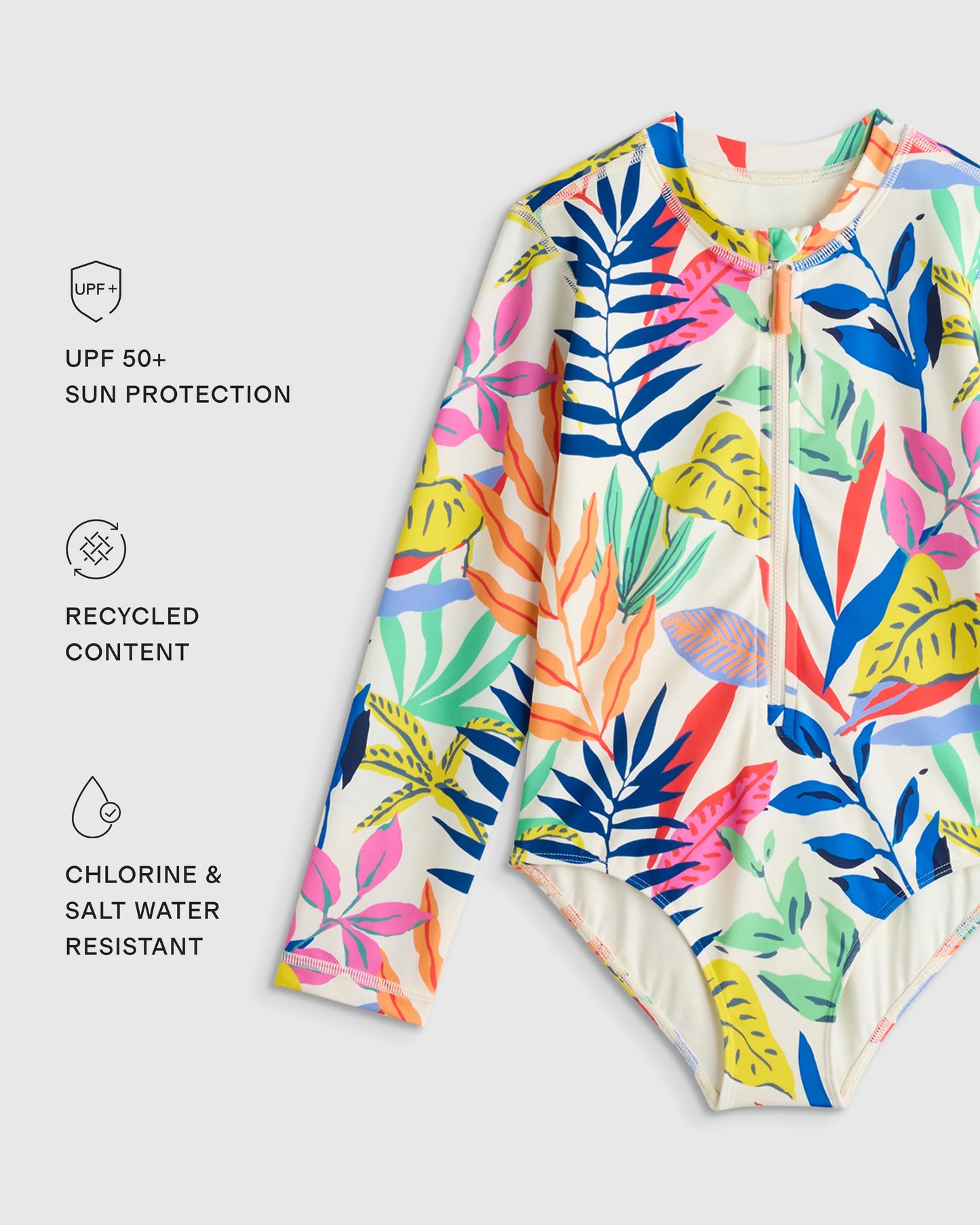 Long Sleeve Zip-Up Swimsuit - 6 / Happy Floral