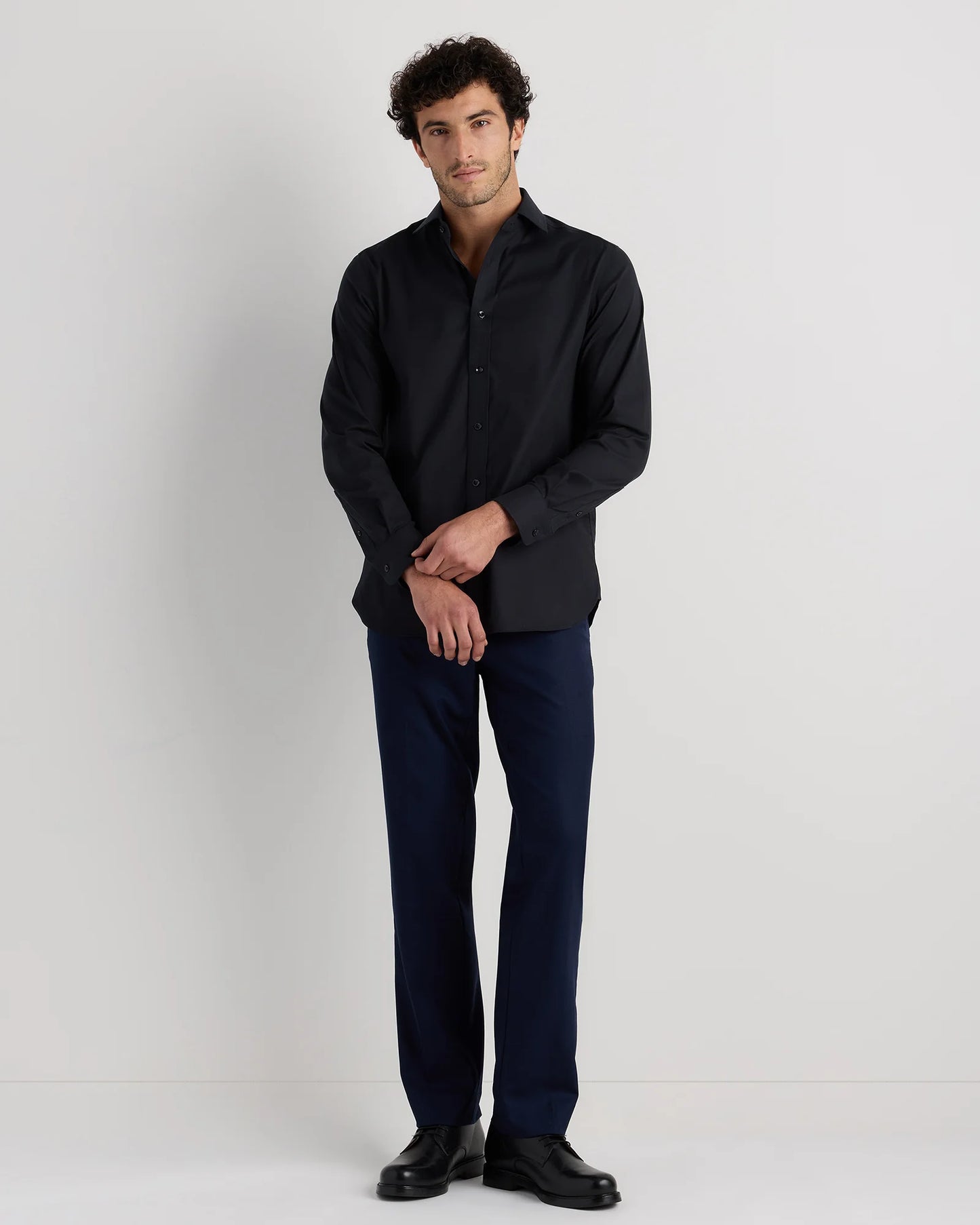 Organic Cotton Oxford Non-Iron Dress Shirt - S / Bold Black