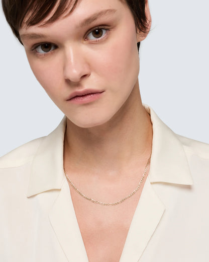 10K Gold Figaro Chain Necklace - 16" / Yellow Gold