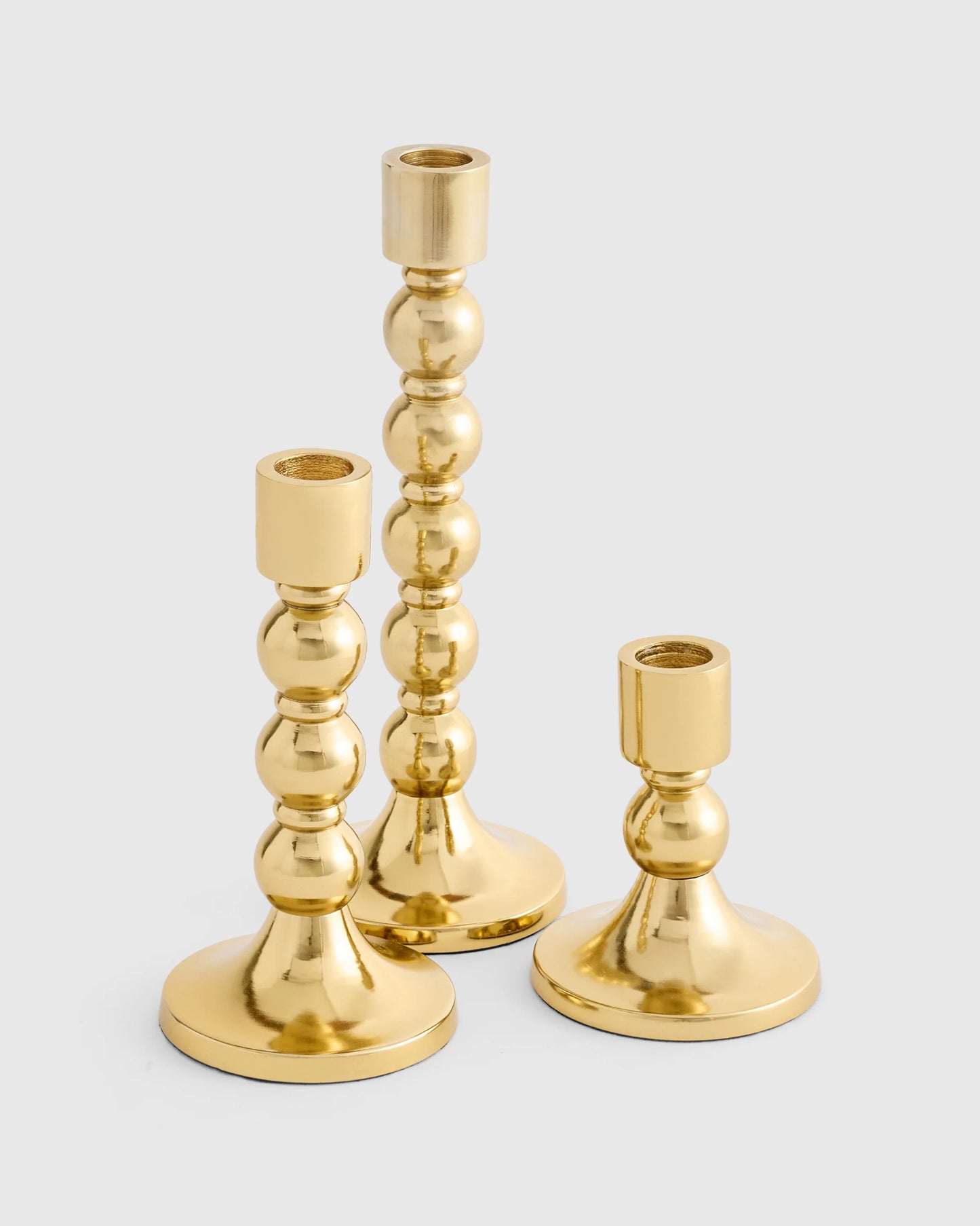 Brass Candlestick Holders (Set of 3) - Set of 3 / Brass