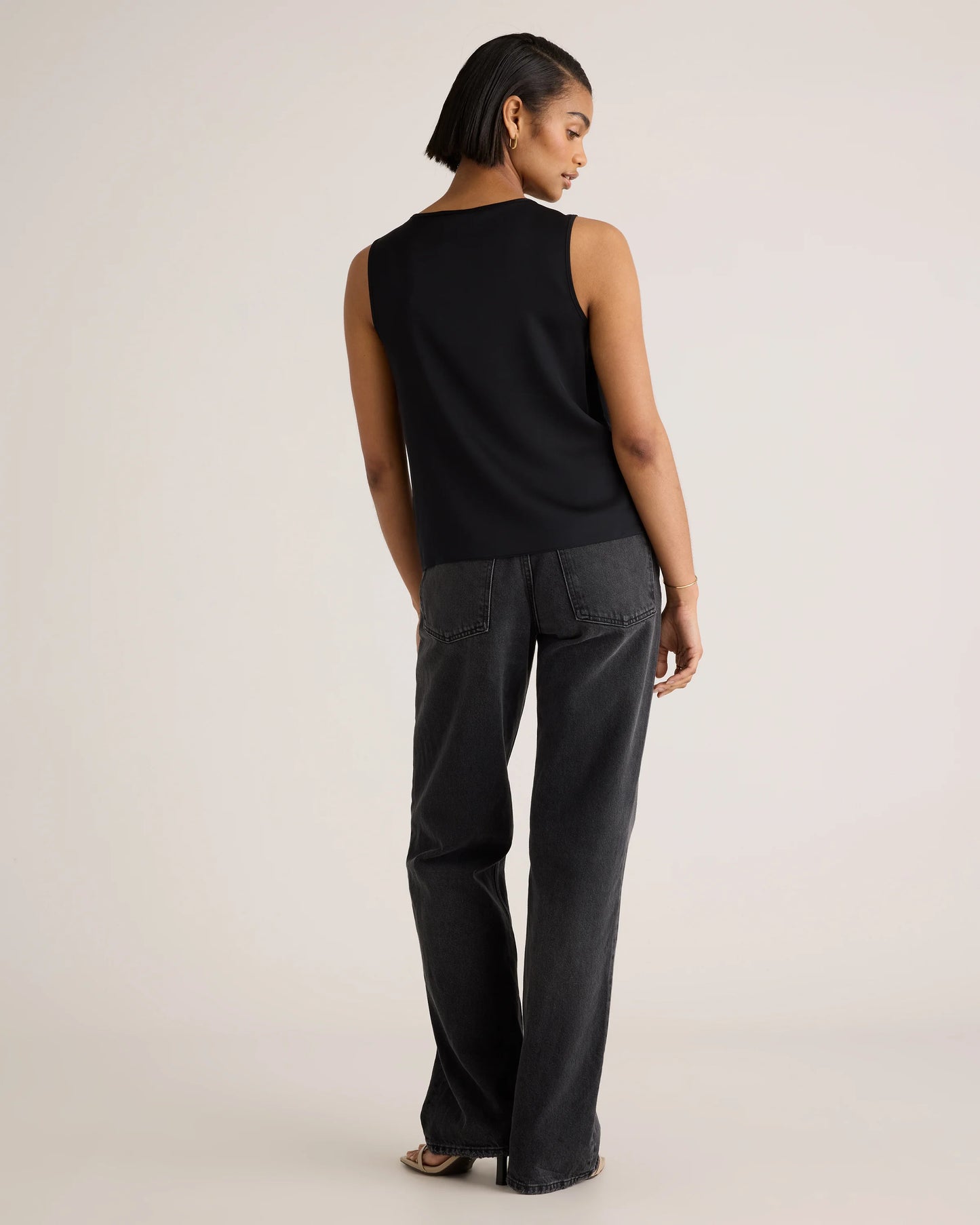Washable Stretch Silk Tank - XS / Navy