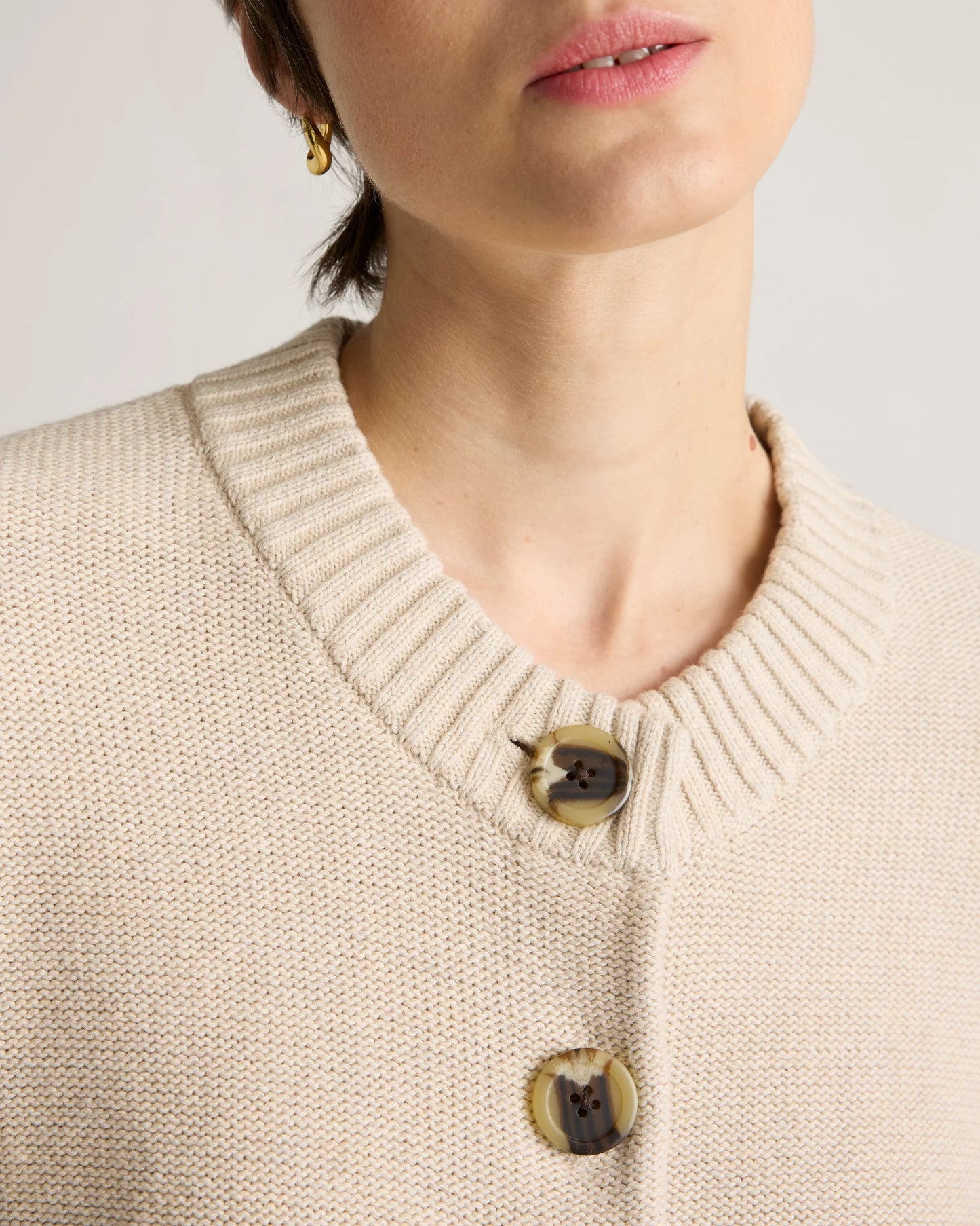 100% Organic Cotton Cropped Cardigan - XS / Heather Brown